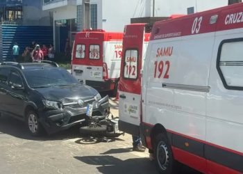 colisão deixa casal de idosos feridos no Centro de Cruzeiro do Sul